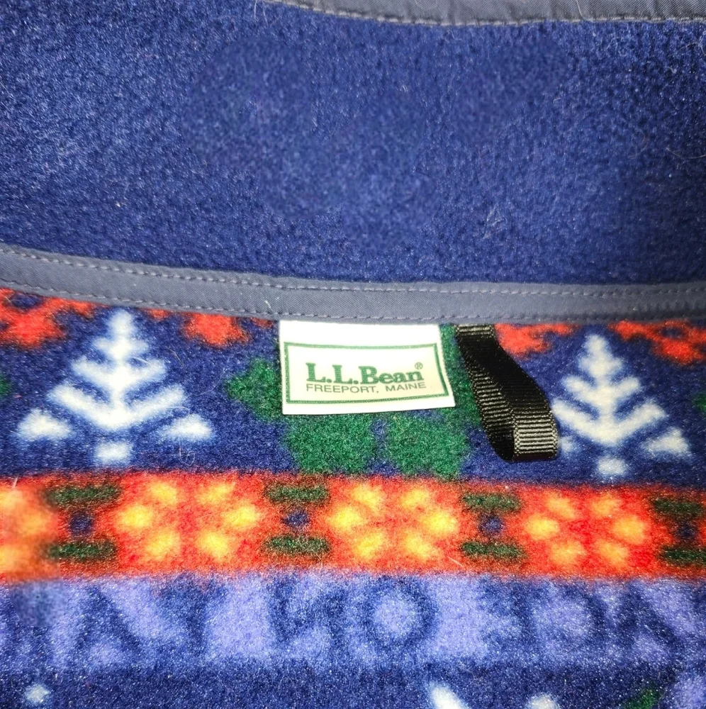 Vintage l.l. bean reindeer Christmas Holiday fleece sweater - Picture 3 of 7